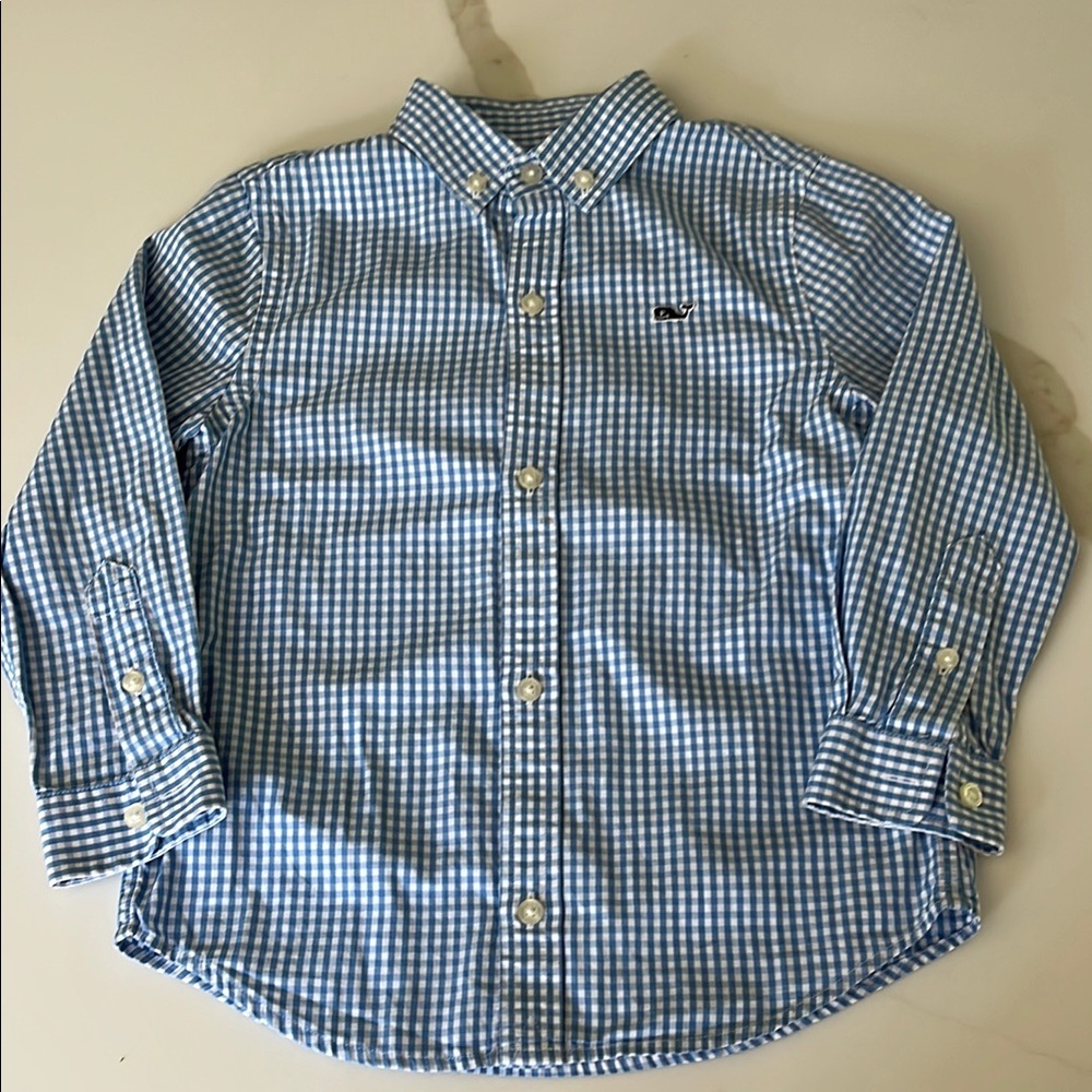 Vineyard Vines Blue and White Gingham Button Down Shirt